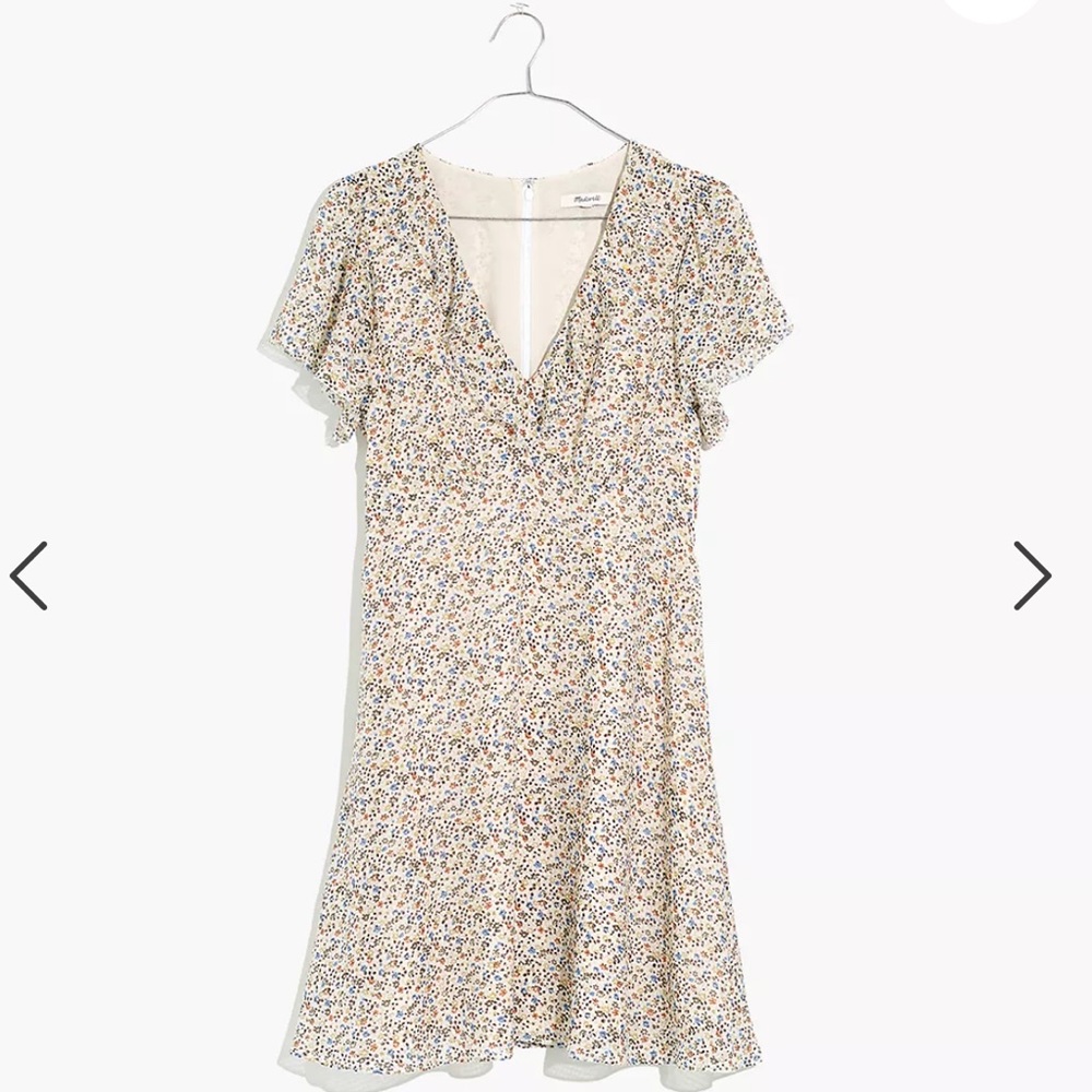 Madewell silk ruffle-neck mini dress - size 4. Only worn twice